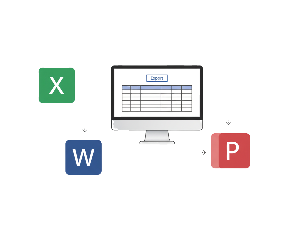 Export to Excel, Word & PowerPoint
